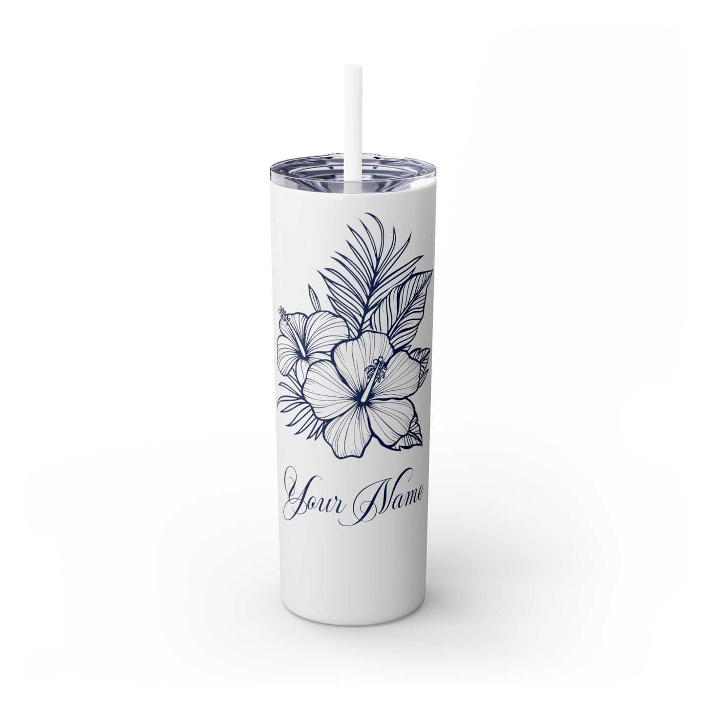 Personalized Hibiscus Line Art 20oz Tumbler