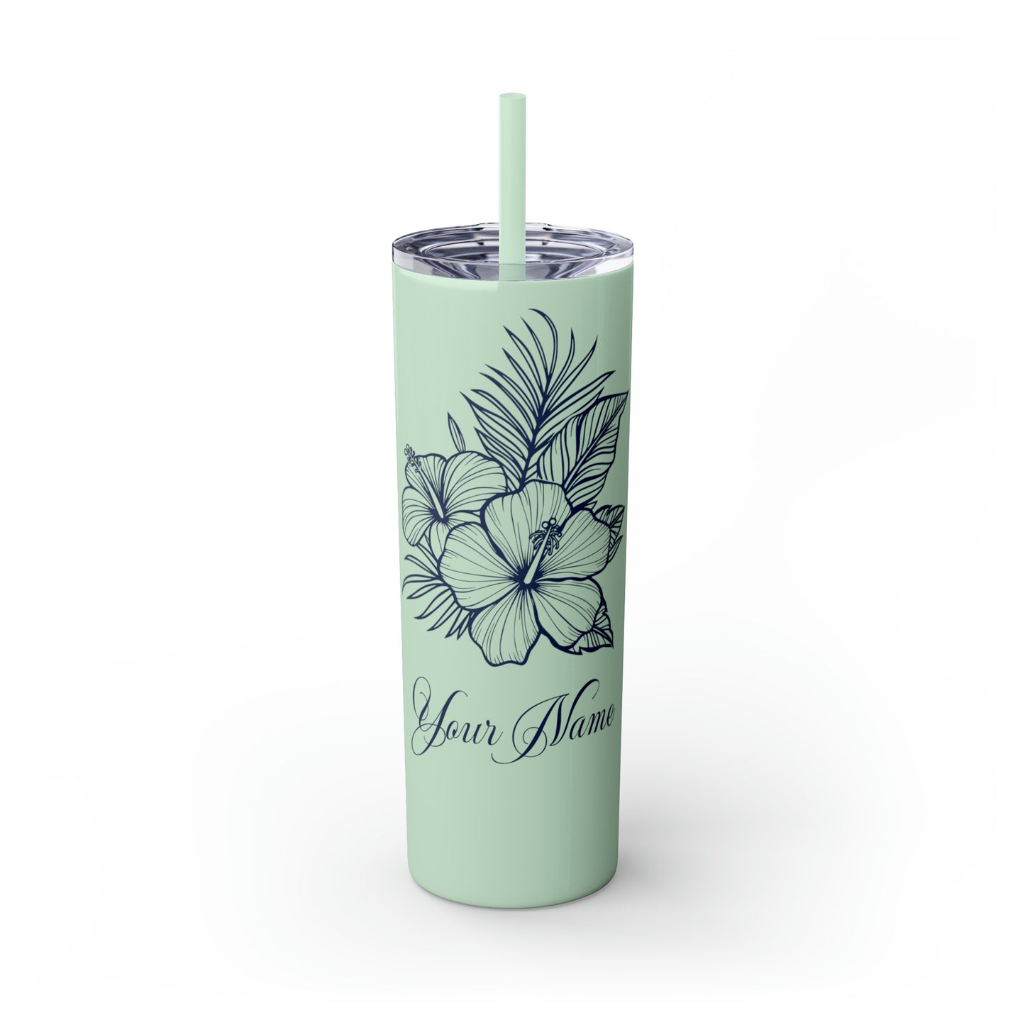 Personalized Hibiscus Line Art 20oz Tumbler