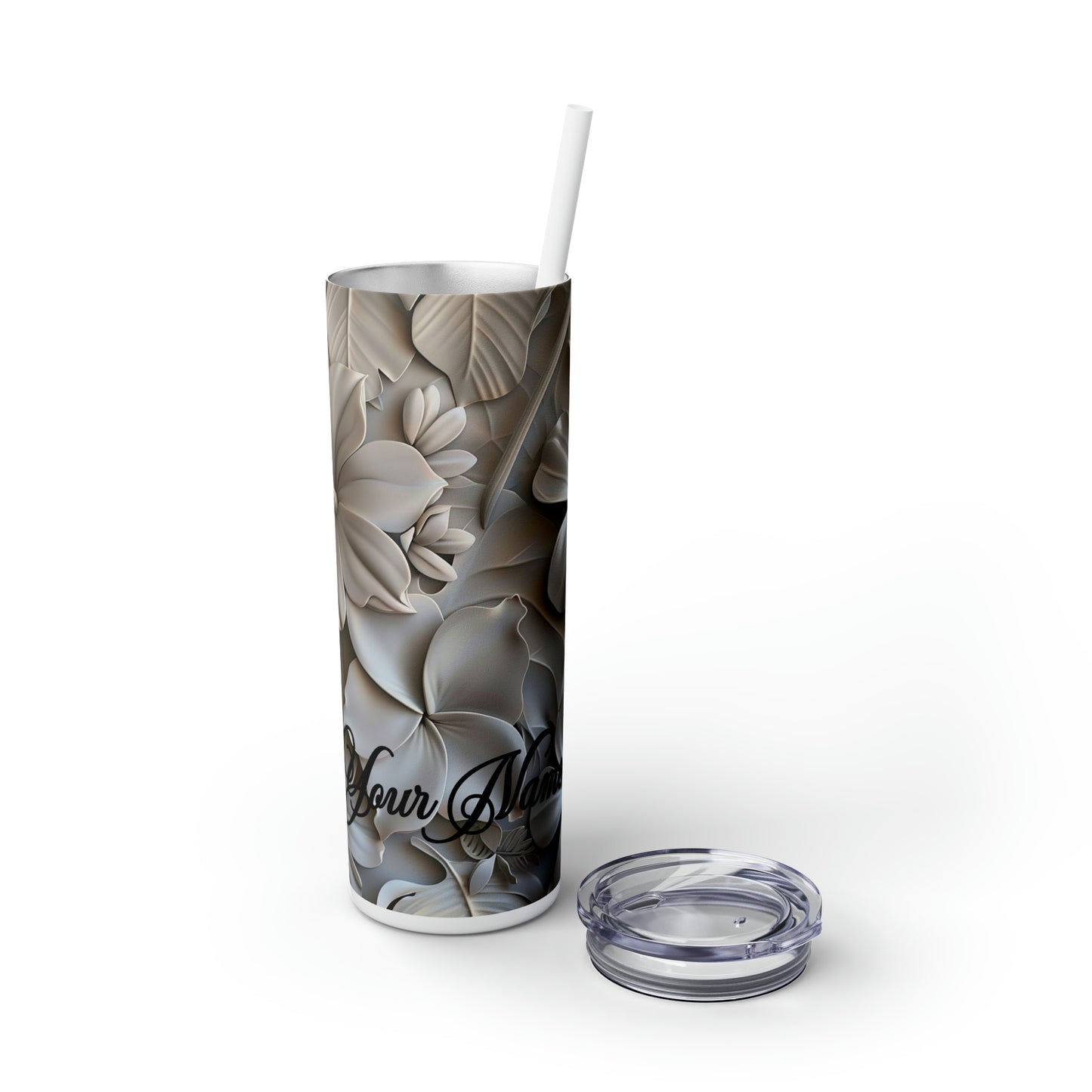 Personalized Neutral Tone 3D Plumeria 20oz Tumbler