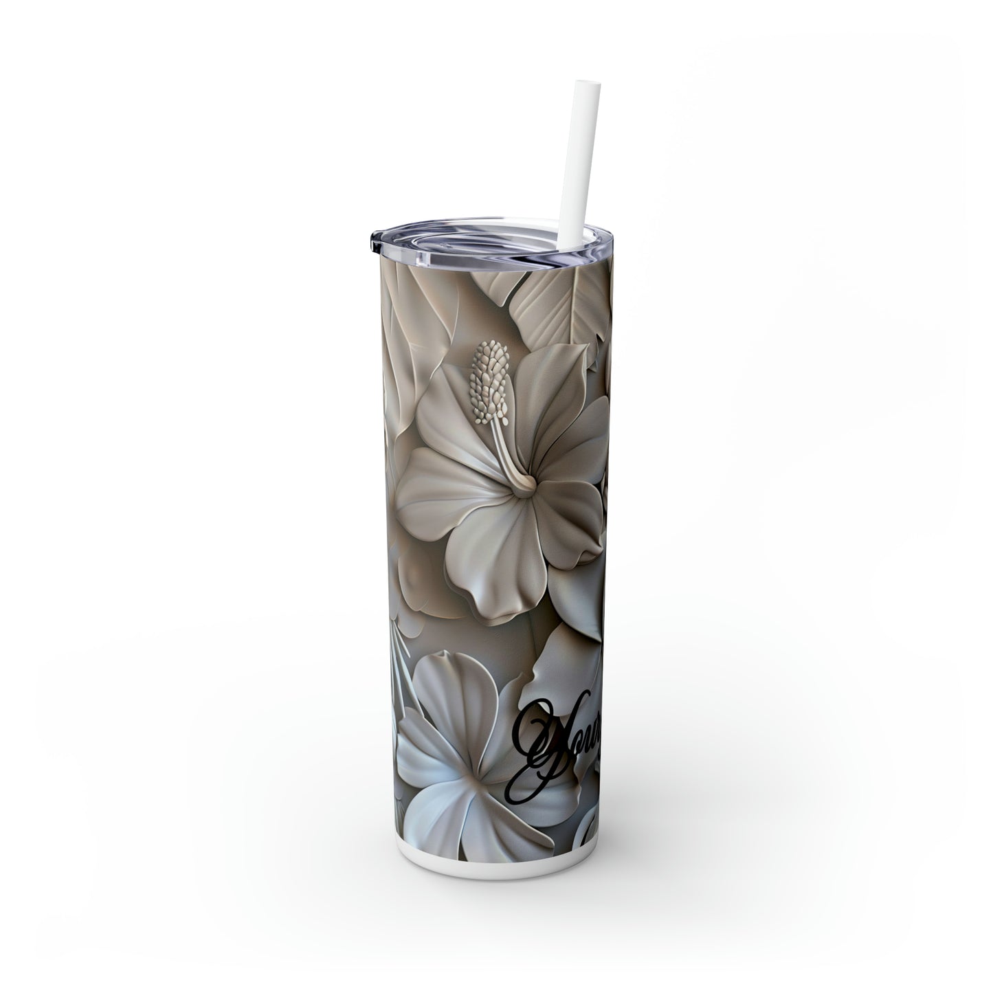 Personalized Neutral Tone 3D Plumeria 20oz Tumbler