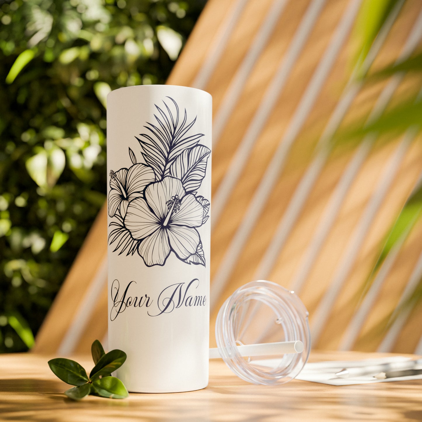 Personalized Hibiscus Line Art 20oz Tumbler