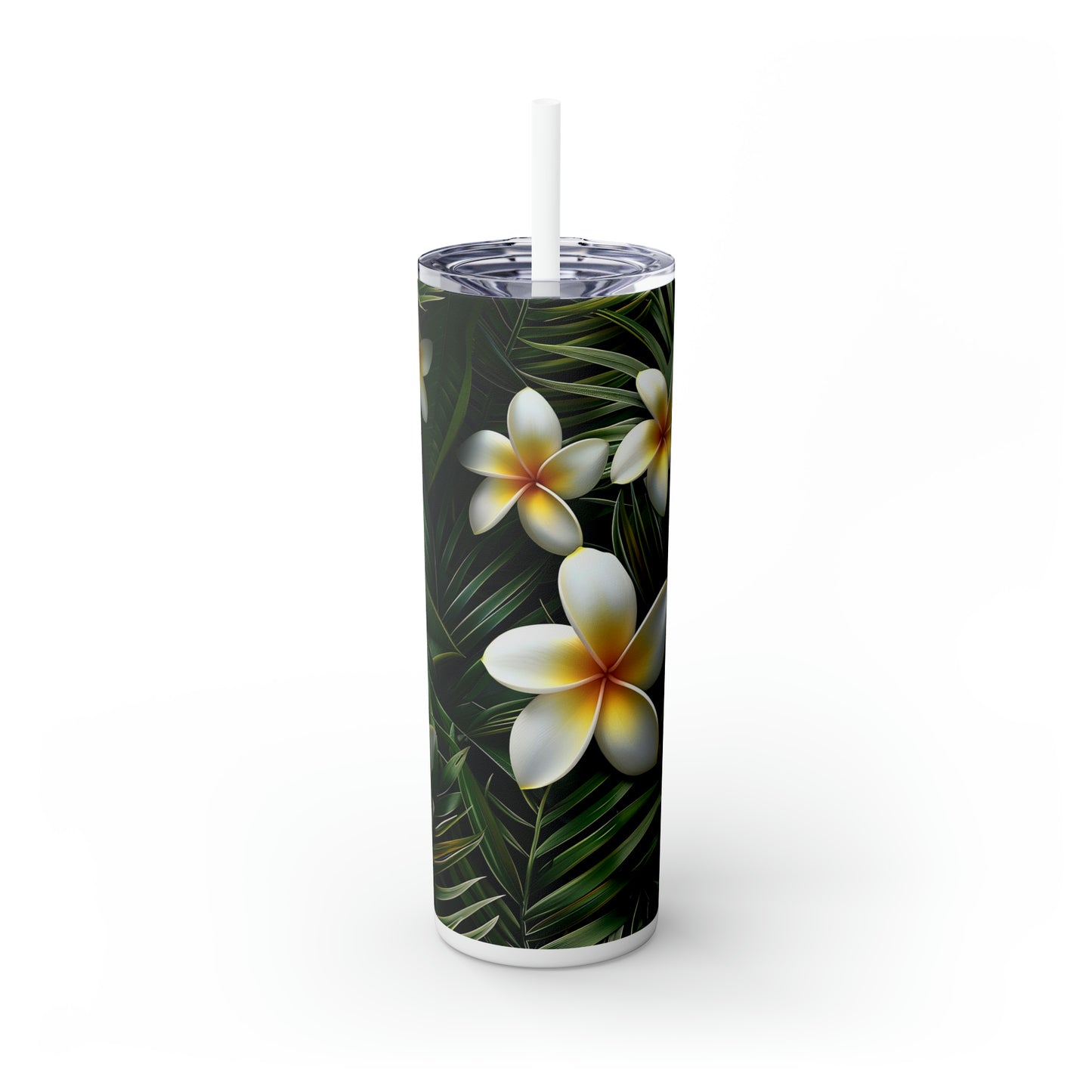 Plumeria and Palm Leaves 20oz Tumbler