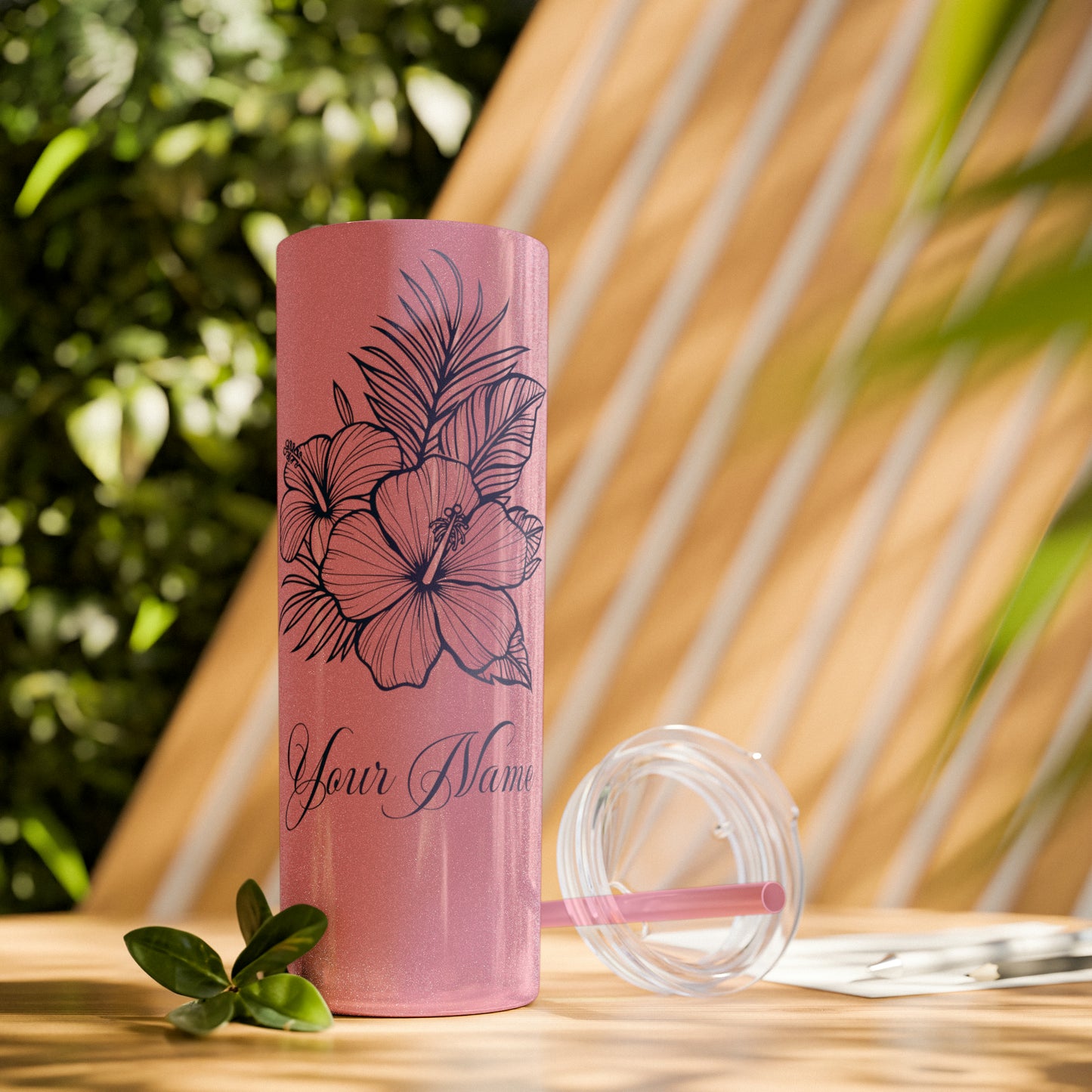 Personalized Hibiscus Line Art 20oz Tumbler