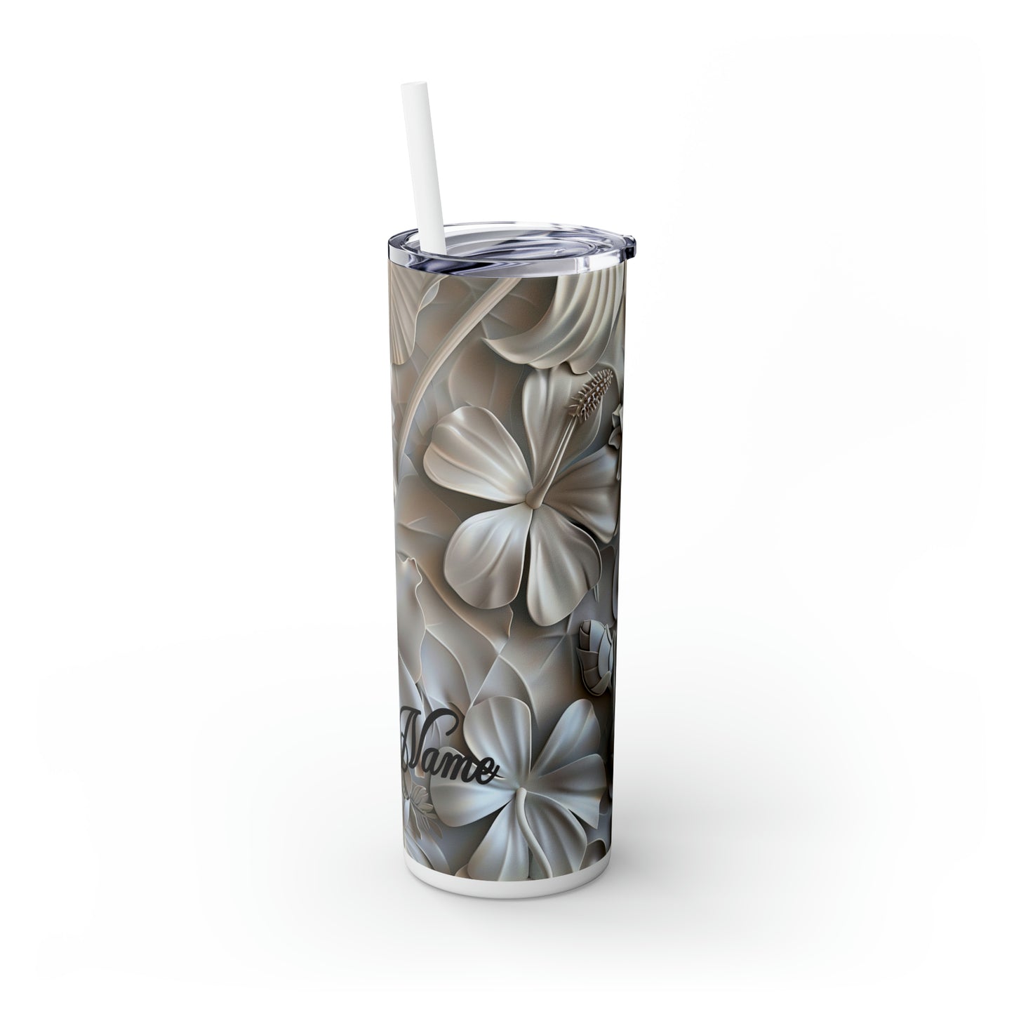 Personalized Neutral Tone 3D Plumeria 20oz Tumbler