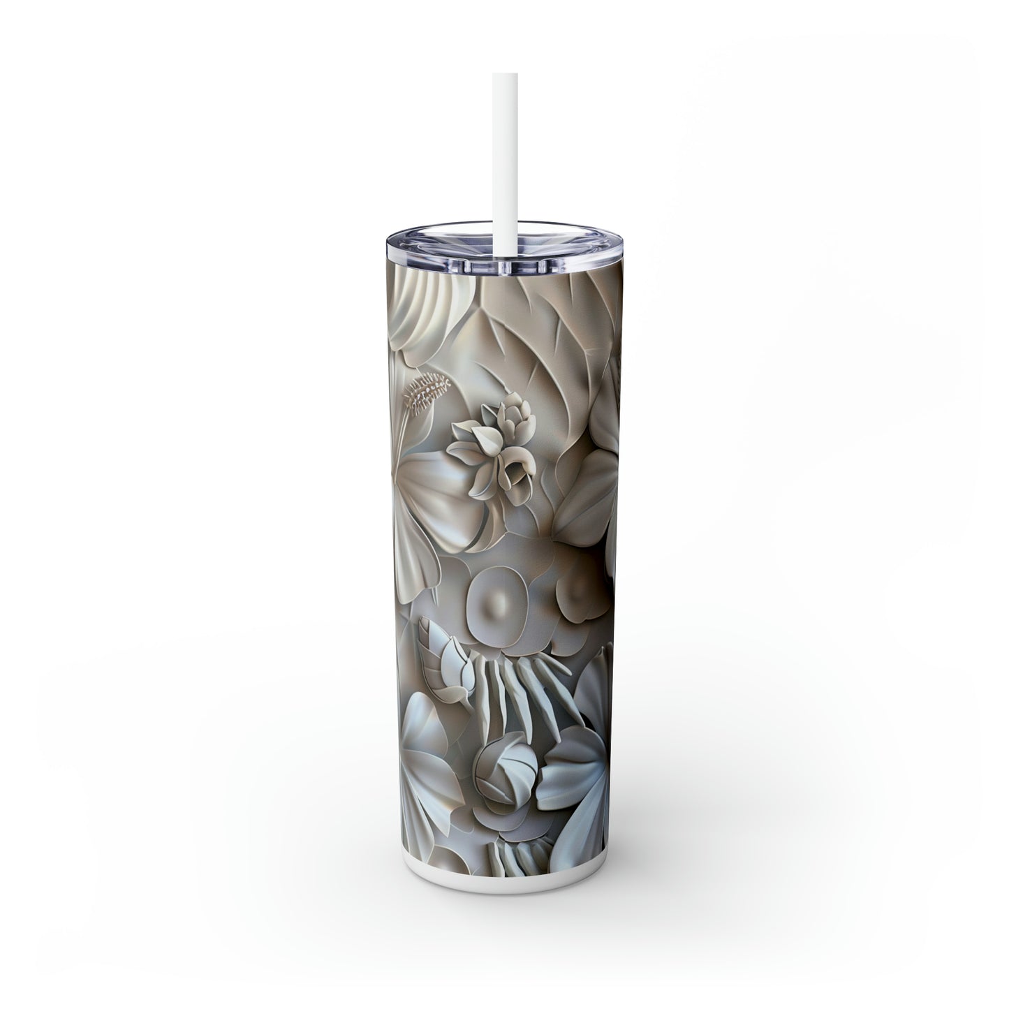 Personalized Neutral Tone 3D Plumeria 20oz Tumbler