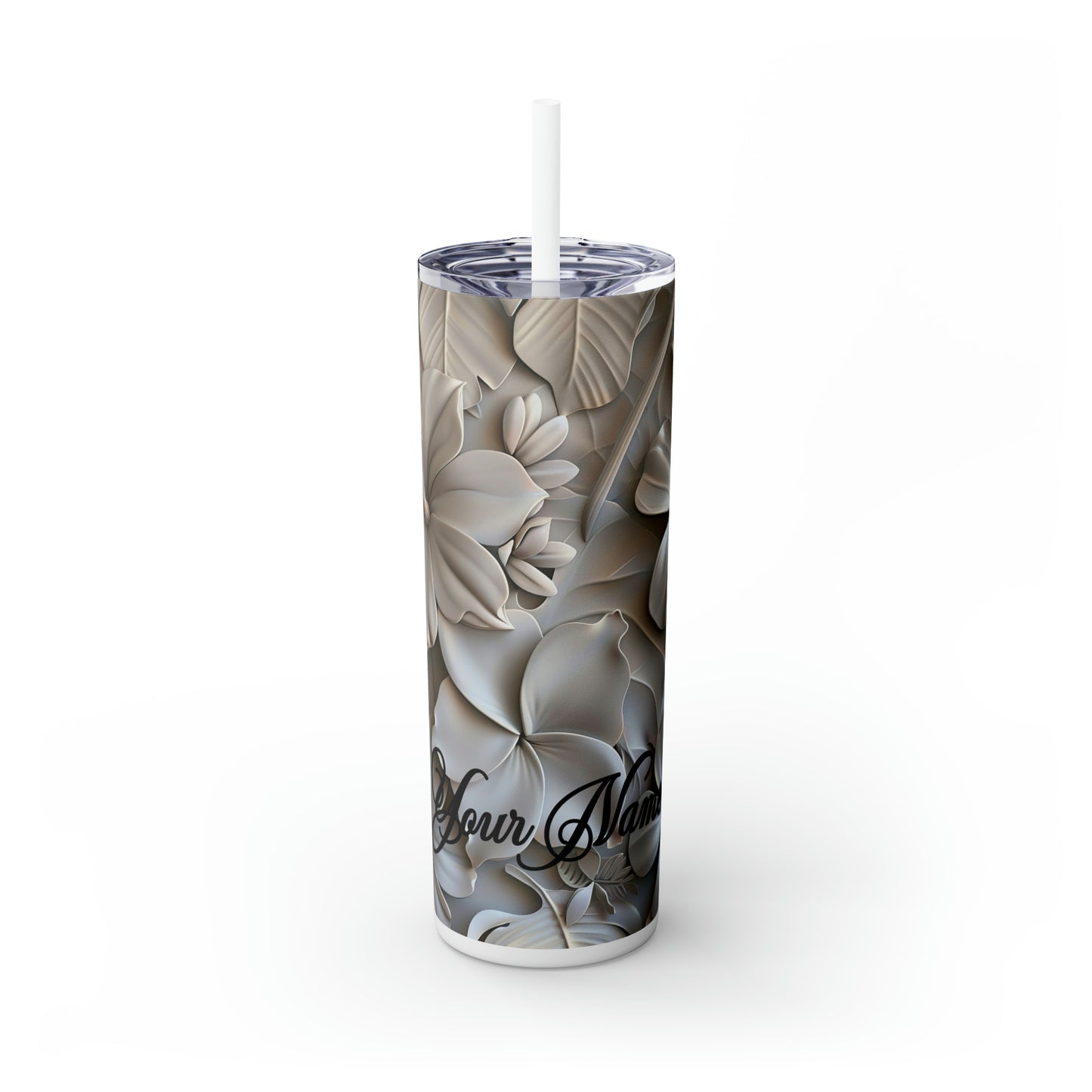 Personalized Neutral Tone 3D Plumeria 20oz Tumbler