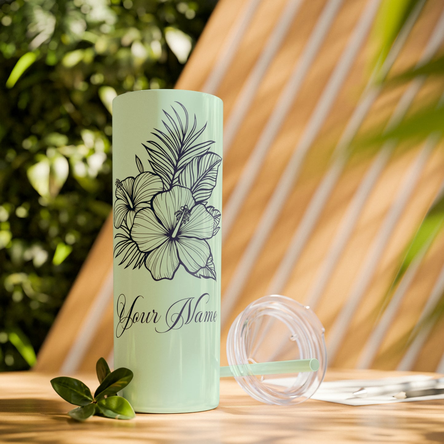 Personalized Hibiscus Line Art 20oz Tumbler