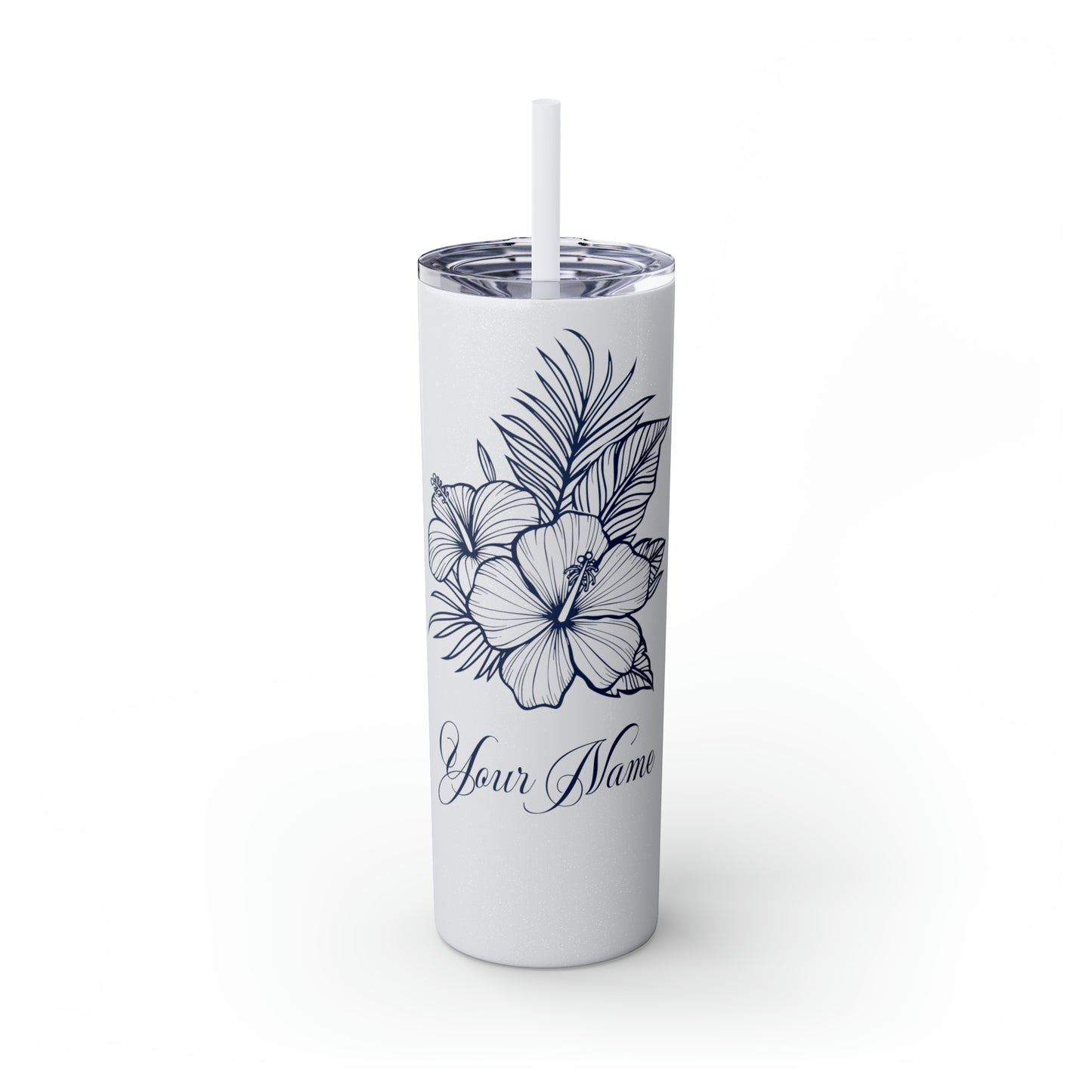 Personalized Hibiscus Line Art 20oz Tumbler