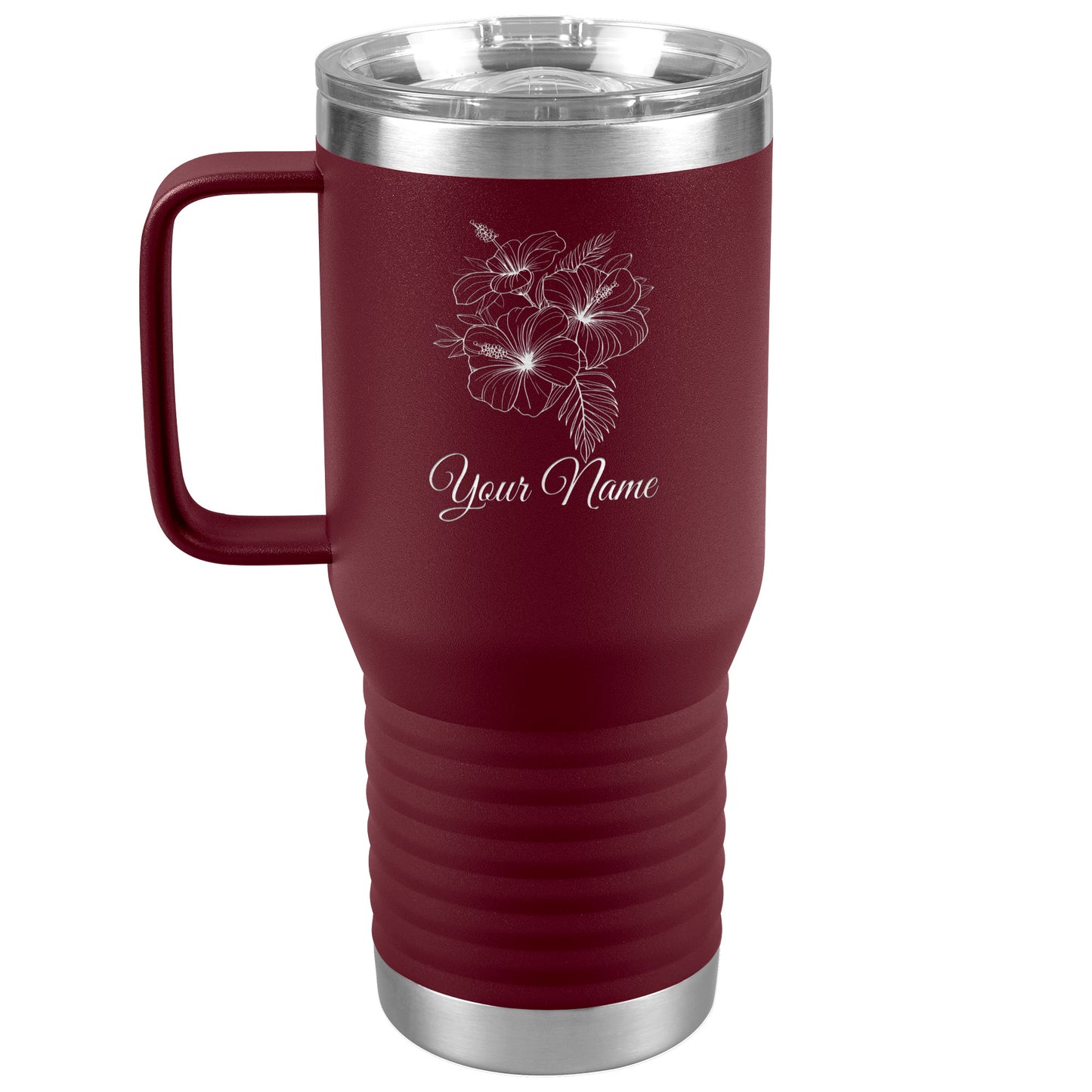 Personalized Engraved Hibiscus 20oz Tumbler
