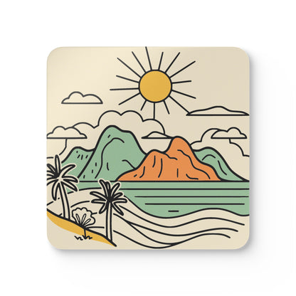 Island Sunshine Line Art Coaster Set