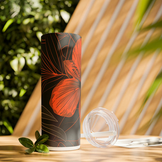 Red Hibiscus Line Art 20oz Tumbler