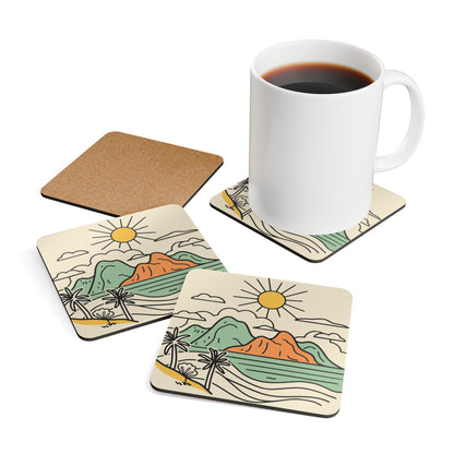 Island Sunshine Line Art Coaster Set