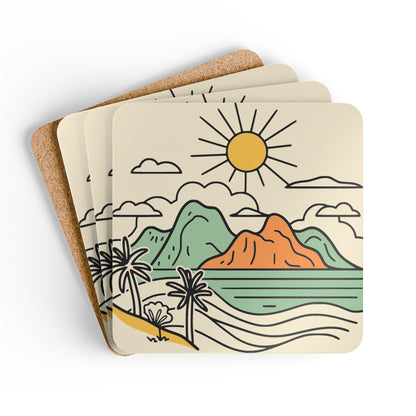 Island Sunshine Line Art Coaster Set