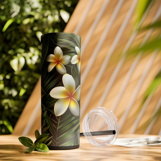 Plumeria and Palm Leaves 20oz Tumbler